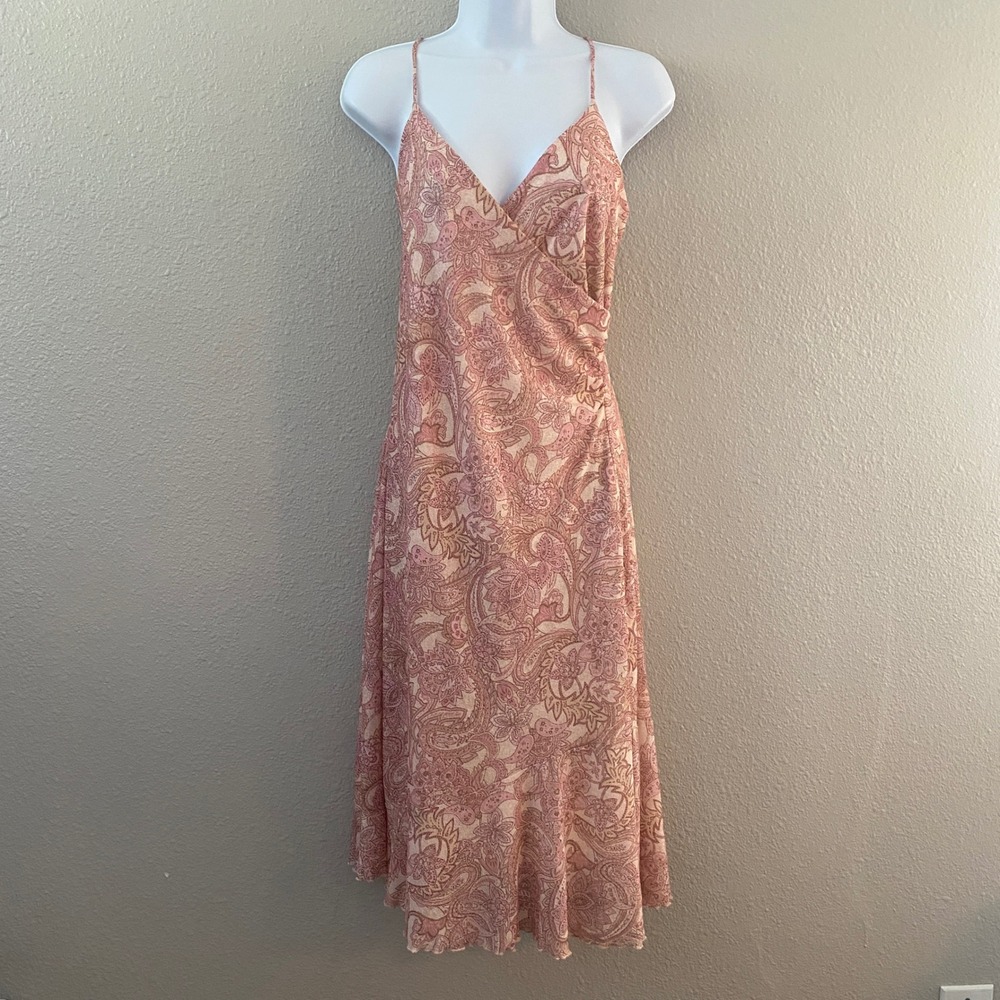 Vintage Y2K Pink Dress Large Slip Paisley Feminine Fairy Romantic Going Out